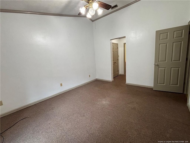 5200 Pineview Rd, Lumberton, NC 28360 - spare room featuring ceiling fan, carpet flooring, and crown molding