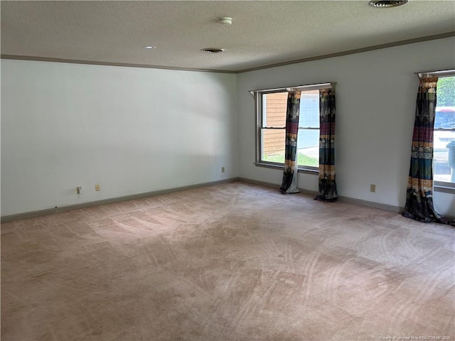 5200 Pineview Rd, Lumberton, NC 28360 - empty room with light colored carpet, ornamental molding, a textured ceiling, and a smoke detector