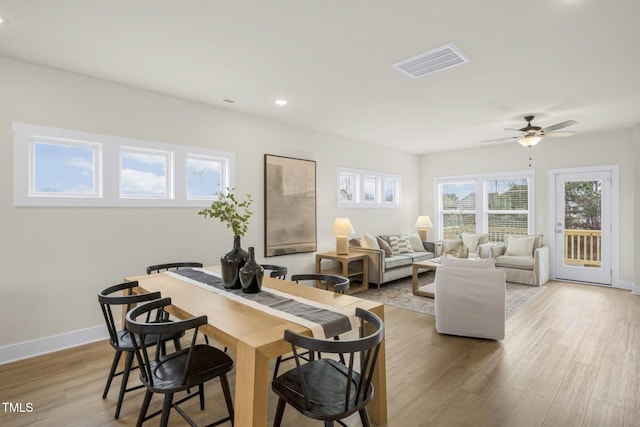 124 Sugar Run Dr Unit 11, Fuquay Varina, NC 27526 - dining area with light wood-type flooring, recessed lighting, and a ceiling fan