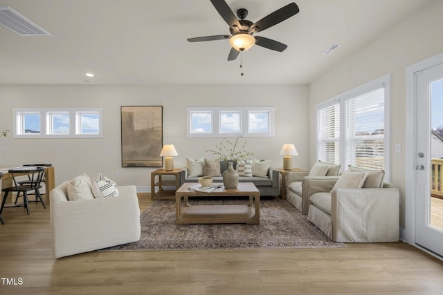 124 Sugar Run Dr Unit 11, Fuquay Varina, NC 27526 - living room featuring recessed lighting, a ceiling fan, and wood finished floors