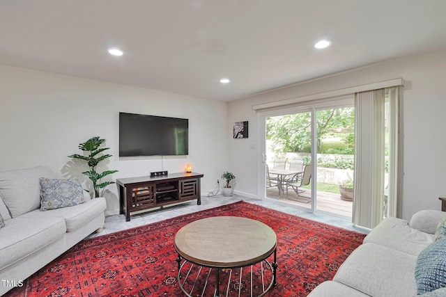 6701 Winding Trl, Raleigh, NC 27612 - living area featuring tile patterned floors and recessed lighting