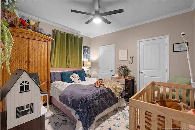588 Heritage Farm Rd, Carthage, NC 28327 - bedroom featuring crown molding and a ceiling fan