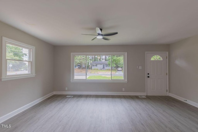 1708 Forest Rd, Durham, NC 27705 - foyer entrance featuring wood finished floors and a ceiling fan