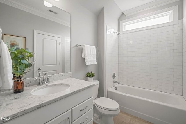 121 Hardy Oaks Way, Holly Springs, NC 27540 - bathroom with vanity,  shower combination, and crown molding