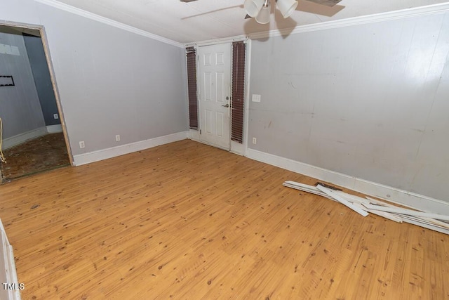 269 Beagle Run Ln, Aberdeen, NC 28315 - unfurnished room with ornamental molding, ceiling fan, and wood-type flooring