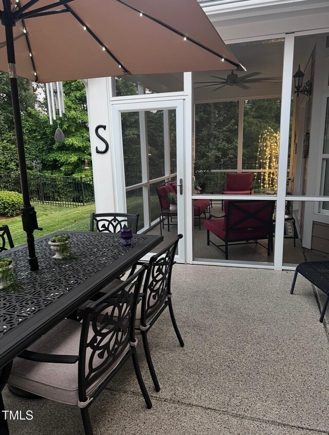 514 Ashley Woods Dr, Gibsonville, NC 27249 - view of patio with outdoor dining space and ceiling fan