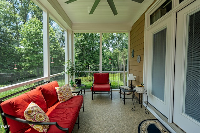 514 Ashley Woods Dr, Gibsonville, NC 27249 - sunroom / solarium featuring a ceiling fan and plenty of natural light