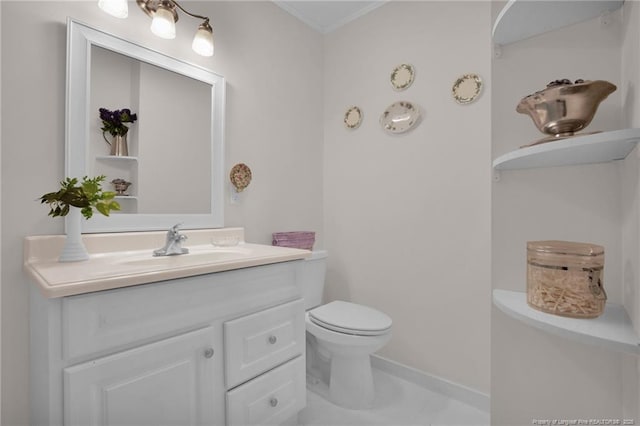 92 Nathan Dudley Rd, Clinton, NC 28328 - half bath featuring vanity and crown molding