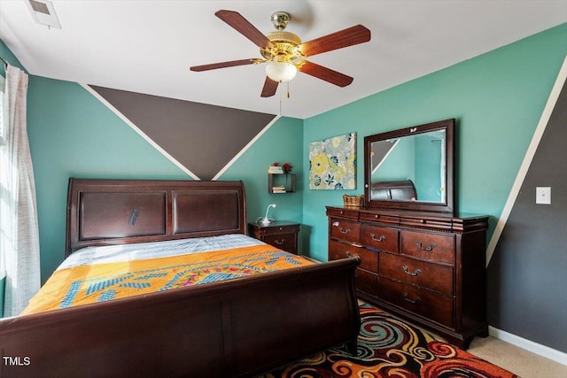 6001 Winged Willet Ct, Wendell, NC 27591 - bedroom featuring carpet flooring, vaulted ceiling, and ceiling fan