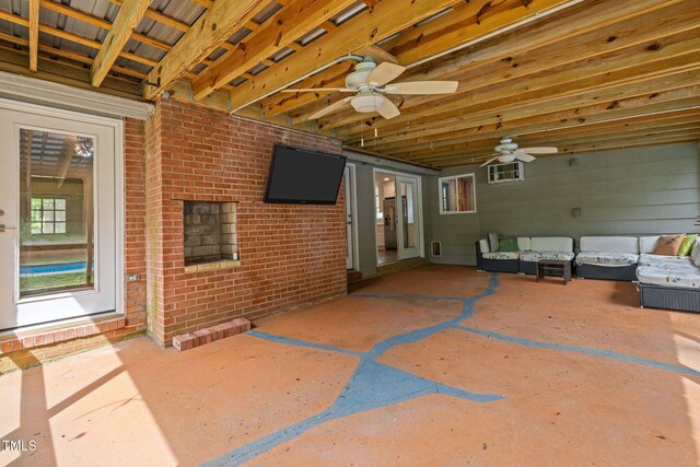3516 Swift Dr, Raleigh, NC 27606 - view of patio / terrace with an outdoor living space and a ceiling fan