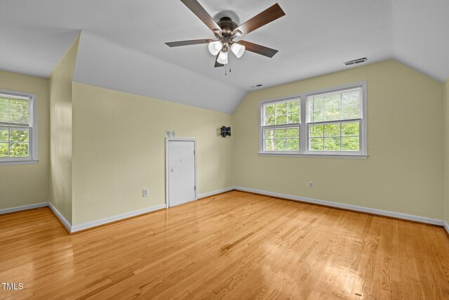 3516 Swift Dr, Raleigh, NC 27606 - bonus room featuring vaulted ceiling, wood finished floors, and ceiling fan