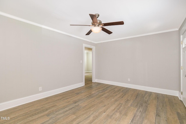 603 S Third St, Mebane, NC 27302 - empty room featuring ceiling fan, wood finished floors, and ornamental molding