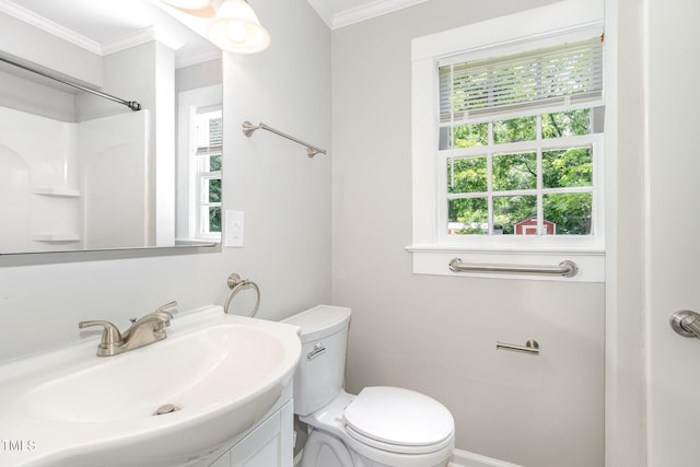 603 S Third St, Mebane, NC 27302 - bathroom featuring vanity, ornamental molding, and a shower