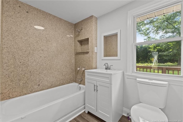 123 John St, Fayetteville, NC 28305 - full bathroom with vanity, bathing tub / shower combination, and wood finished floors
