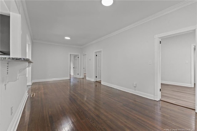 123 John St, Fayetteville, NC 28305 - unfurnished living room with wood finished floors, ornamental molding, and recessed lighting