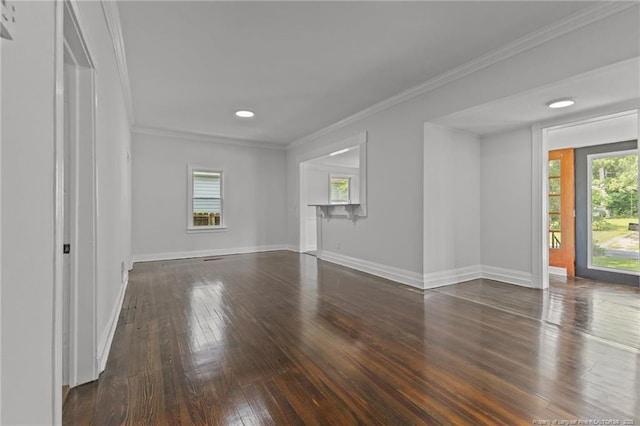 123 John St, Fayetteville, NC 28305 - empty room featuring dark wood finished floors, crown molding, and recessed lighting