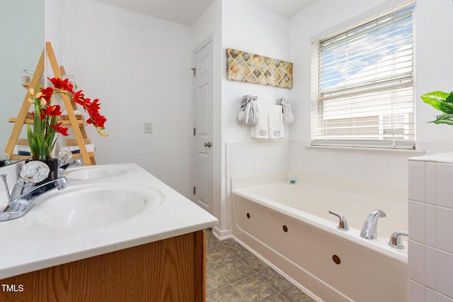 320 Gilman Ln Unit 106, Raleigh, NC 27610 - full bath featuring double vanity, a bath, and tile patterned flooring