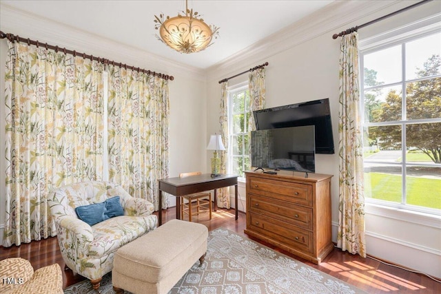 1313 Duplin Rd, Raleigh, NC 27607 - living area featuring wood finished floors and ornamental molding