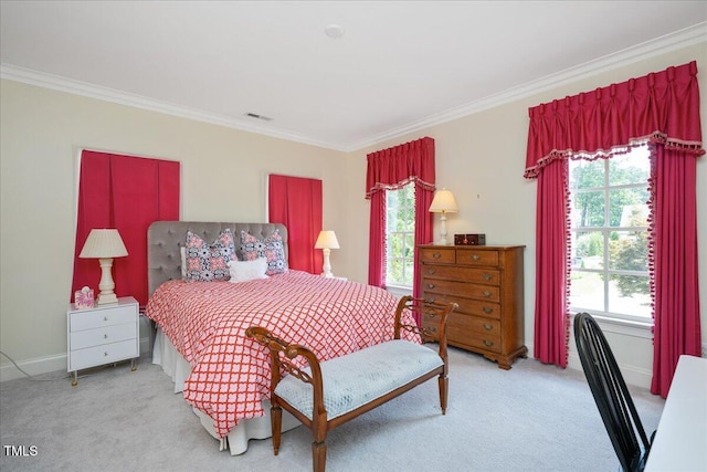 1313 Duplin Rd, Raleigh, NC 27607 - bedroom featuring crown molding and light carpet