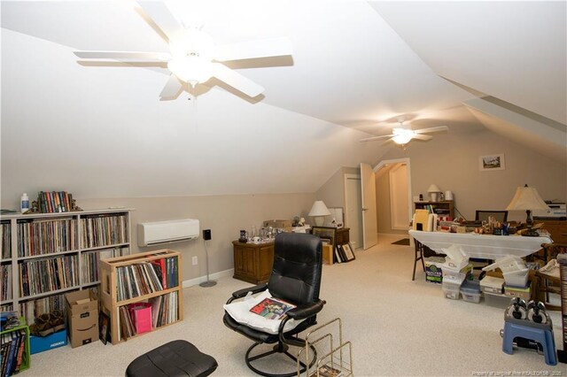 957 Blackeyed Susan Pl, Vass, NC 28394 - office space featuring a ceiling fan, carpet flooring, and vaulted ceiling