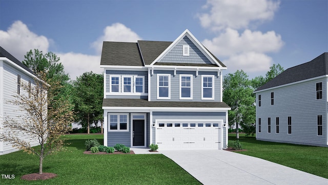 272 Meadowbark Bnd Unit 41, Garner, NC 27529 - view of front of house with driveway, an attached garage, a front lawn, and a shingled roof
