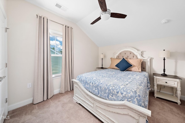 1247 White Flint Cir, Durham, NC 27703 - bedroom with carpet, vaulted ceiling, and a ceiling fan