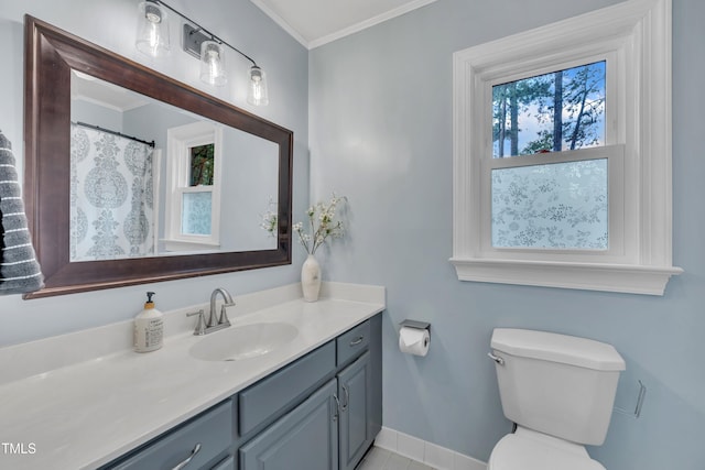 7917 Featherstone Dr, Raleigh, NC 27615 - bathroom featuring vanity and crown molding