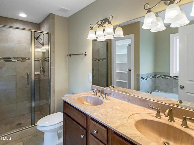 1201 Dagmar Ln, Wake Forest, NC 27587 - full bath featuring a stall shower, double vanity, tile patterned floors, and a bath