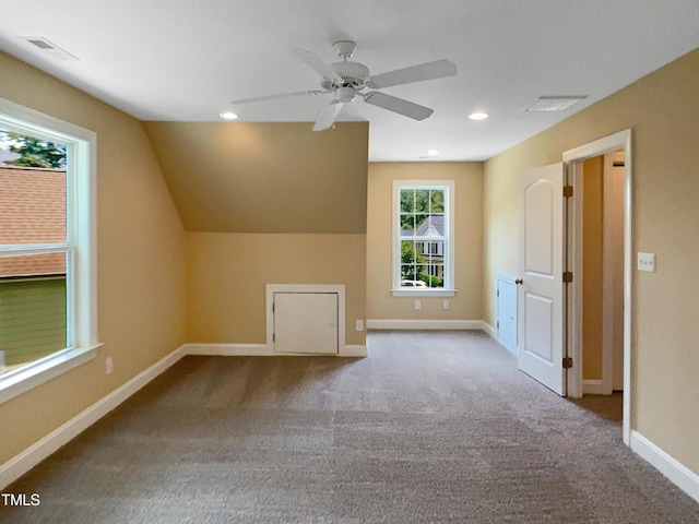 1201 Dagmar Ln, Wake Forest, NC 27587 - bonus room with ceiling fan, carpet, recessed lighting, and vaulted ceiling