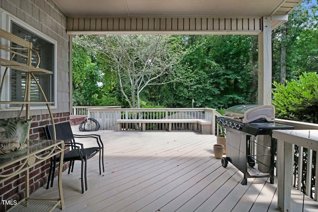 116 Twin Oaks Pl, Goldsboro, NC 27530 - deck with grilling area and view of wooded area