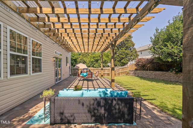 200 Woodvale Way, Fuquay Varina, NC 27526 - fenced backyard featuring a patio, a pergola, and an outdoor hangout area