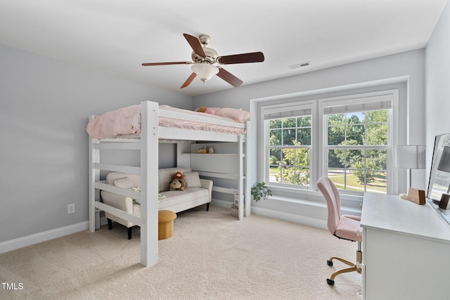 200 Woodvale Way, Fuquay Varina, NC 27526 - bedroom featuring light colored carpet, a desk, and a ceiling fan
