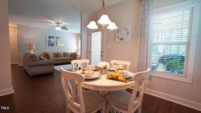 966 Airedale Trl, Garner, NC 27529 - dining room featuring dark wood-style flooring and a ceiling fan