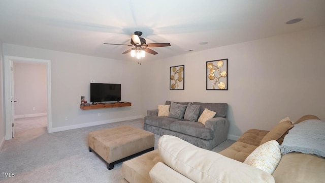 966 Airedale Trl, Garner, NC 27529 - living area with a ceiling fan and light carpet