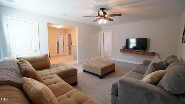 966 Airedale Trl, Garner, NC 27529 - living room featuring ceiling fan and light colored carpet