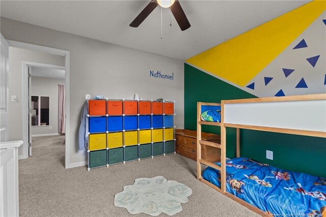 6108 Lonestar Rd, Fayetteville, NC 28303 - bedroom with carpet, vaulted ceiling, and ceiling fan