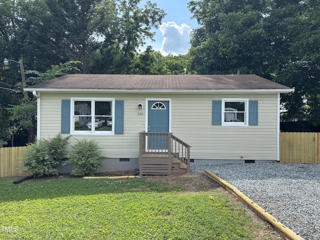 510 N St, Graham, NC 27253 - view of front of property with crawl space and roof with shingles