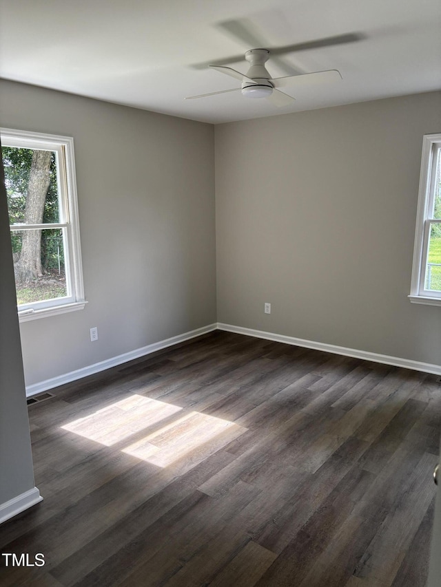 510 N St, Graham, NC 27253 - unfurnished room with dark wood finished floors and ceiling fan