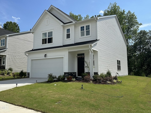 2417 Tobacco Root Dr, Raleigh, NC 27616 - view of front of property featuring a garage, a front lawn, and concrete driveway
