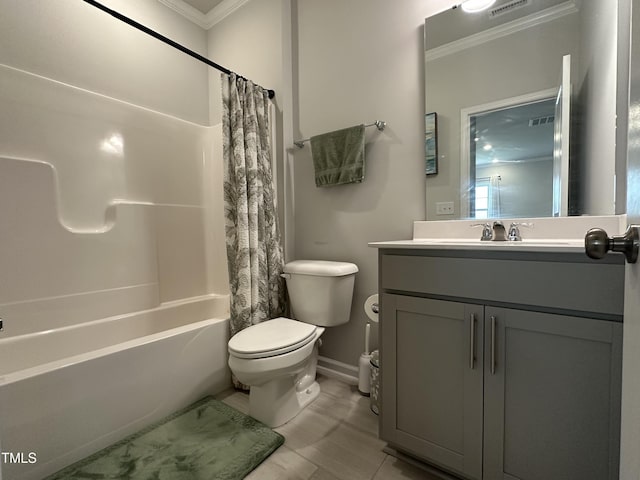 2417 Tobacco Root Dr, Raleigh, NC 27616 - bathroom with crown molding, vanity, and shower / bath combination with curtain