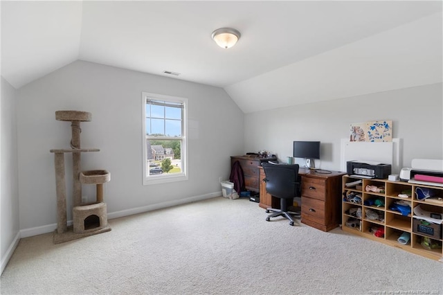 229 Red Oak Ct, Raeford, NC 28376 - office area with vaulted ceiling and carpet floors