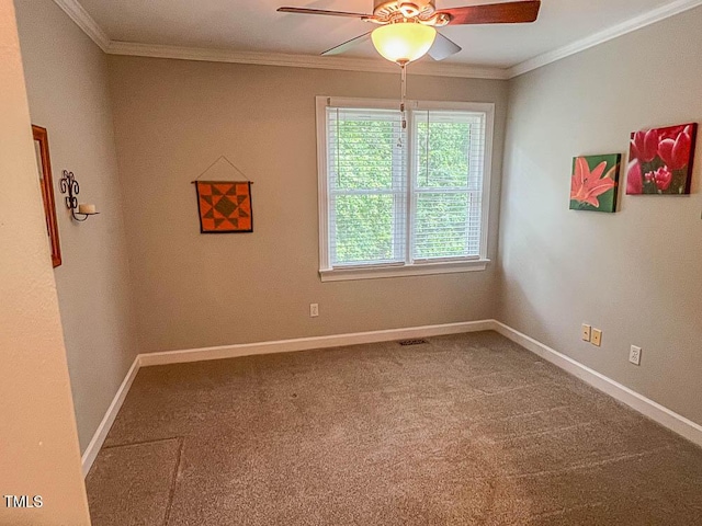 5500 Fortunes Ridge Dr Unit 94C, Durham, NC 27713 - carpeted empty room with a ceiling fan and crown molding