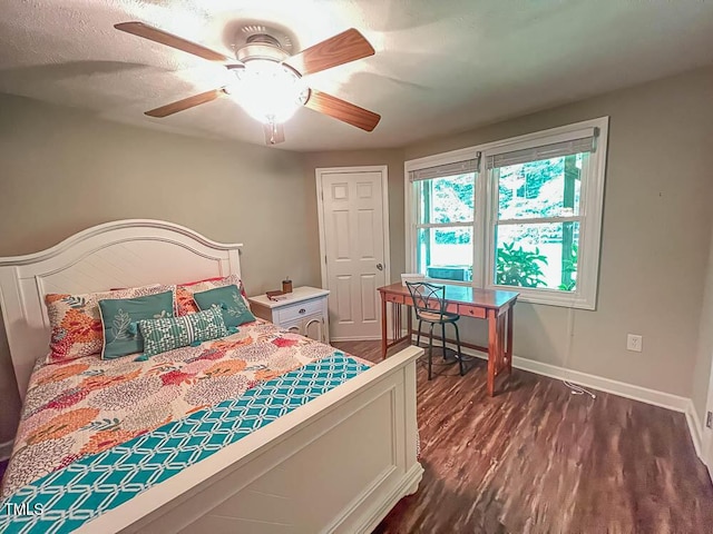 5500 Fortunes Ridge Dr Unit 94C, Durham, NC 27713 - bedroom featuring dark wood-style flooring and a ceiling fan