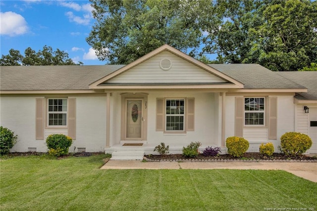 262 Shads Ford Blvd, Fayetteville, NC 28314 - ranch-style house with a front lawn, brick siding, and roof with shingles