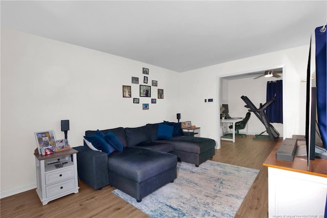 262 Shads Ford Blvd, Fayetteville, NC 28314 - living area featuring wood finished floors and a ceiling fan