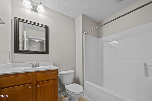 3408 Sosa Rd, Raleigh, NC 27610 - bathroom with a textured ceiling, vanity, and shower / bath combination