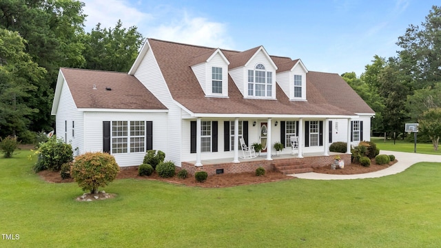 541 Mallie Pearce Rd, Zebulon, NC 27597 - cape cod-style house with covered porch, a front lawn, and roof with shingles
