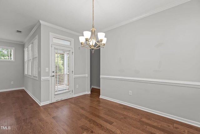 1172 Pemberly Ave, Morrisville, NC 27560 - spare room featuring a chandelier, wood finished floors, and ornamental molding