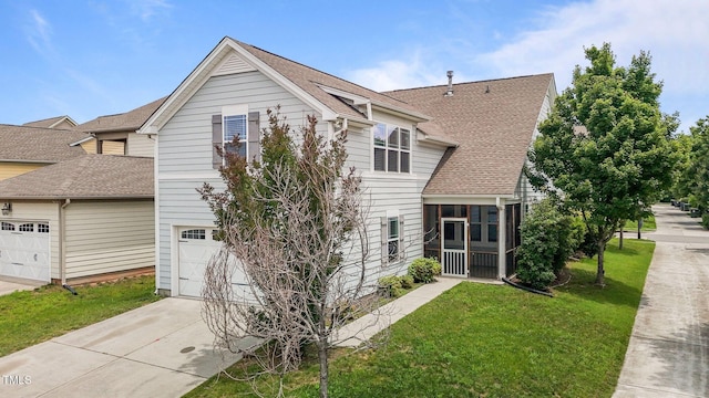 1172 Pemberly Ave, Morrisville, NC 27560 - view of front of house with a garage, concrete driveway, a front yard, and a shingled roof