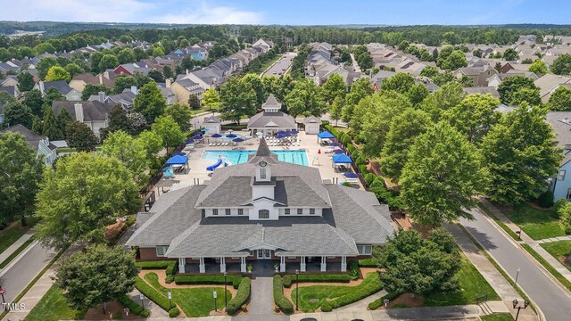 1172 Pemberly Ave, Morrisville, NC 27560 - aerial view of residential area featuring a pool area